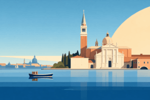San Giorgio Maggiore vista dal bacino di San Marco con Venezia sullo sfondo