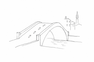 Ponte dei Pugni disegnato a linee nere.