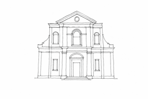 Disegno minimale della Scuola Grande di San Rocco a Venezia