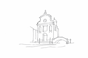 Disegno minimale di Santa Maria dei Miracoli a Cannaregio