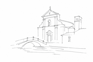 Disegno minimale della chiesa di San Giobbe a Cannaregio