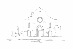 Disegno minimale della facciata incompiuta di San Marcuola sul Canal Grande