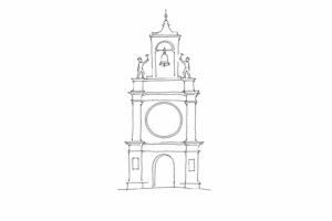 Disegno minimale dei Mori sulla Torre dell’Orologio di San Marco.