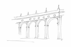Disegno minimale dei portici delle Procuratie in Piazza San Marco