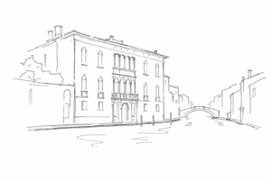 Disegno minimale di Palazzo Labia affacciato su Cannaregio