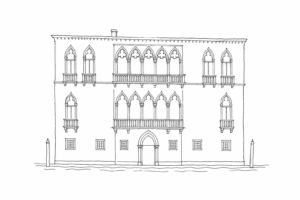 Facciata gotica di Palazzo Pisani Moretta in stile lineare.