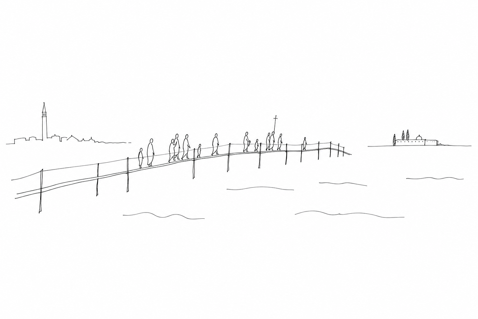 Illustration for The votive bridge for San Michele: when Venice walks on water to remember the dead