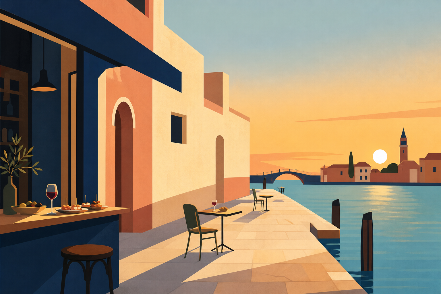 Illustration for Venezia al tramonto: dove andare quando la luce rende la città più lenta