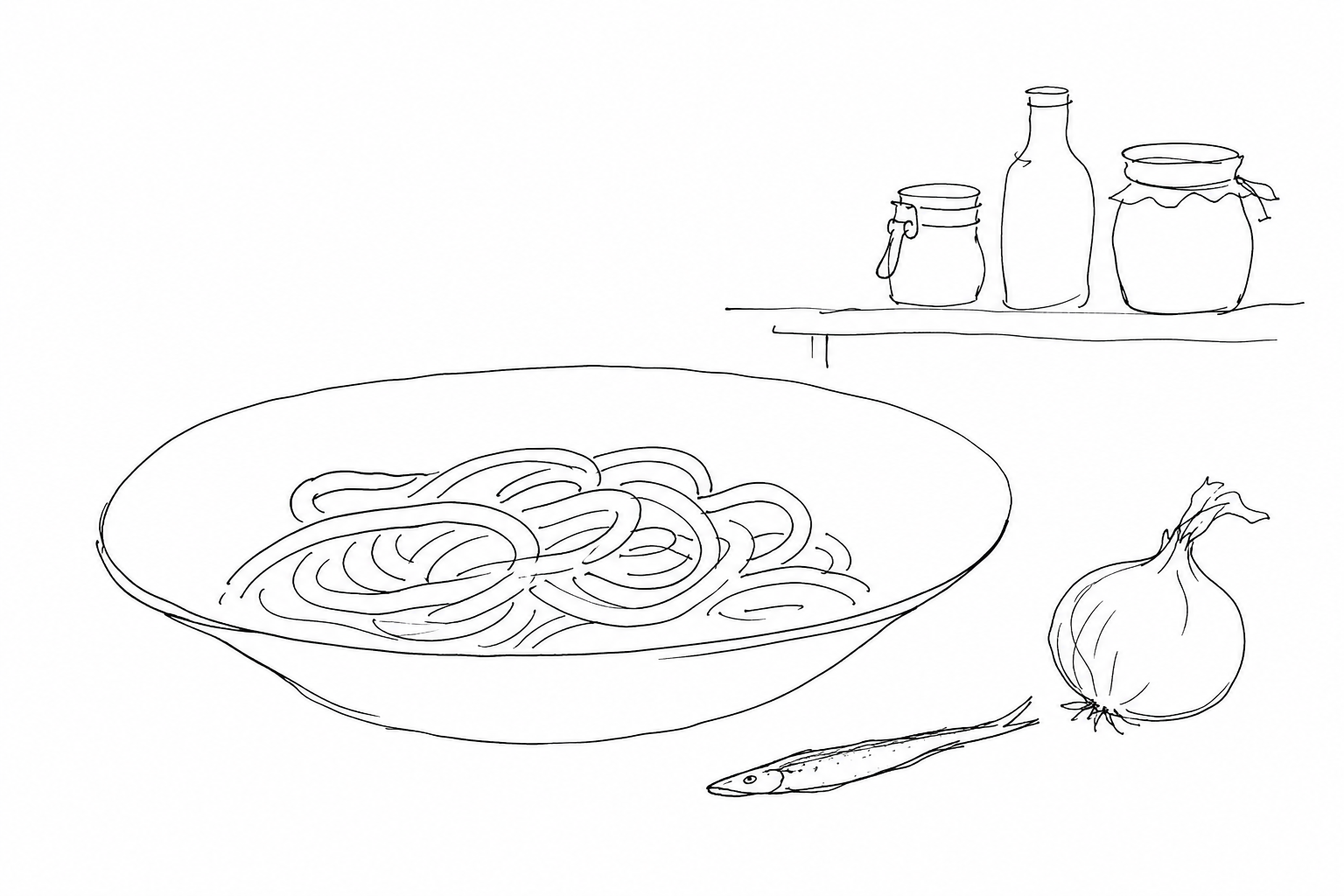 Illustration for I bigoli in salsa: la pasta povera veneziana che profuma di cipolla e acciuga