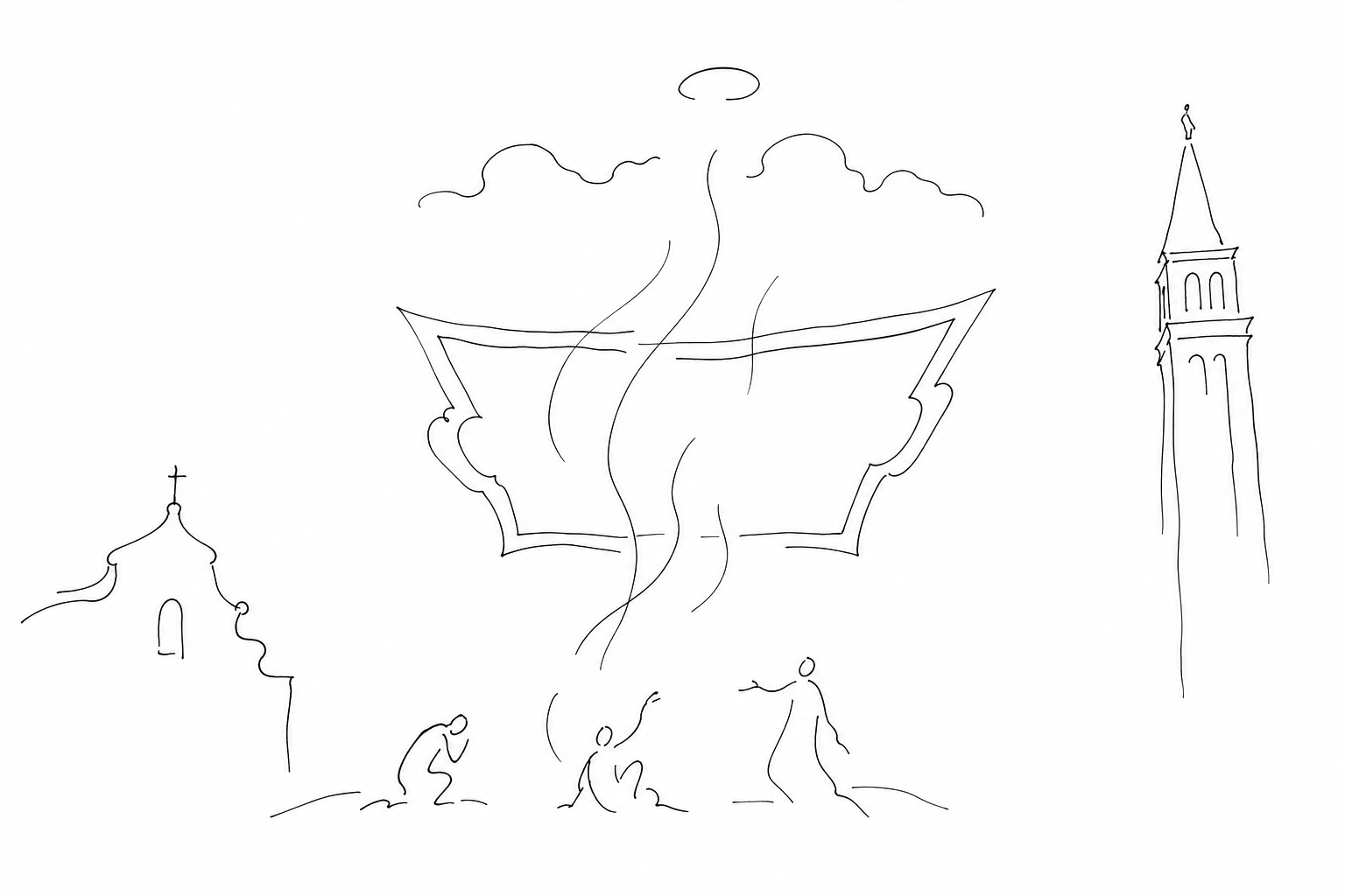 Illustration for San Pantalon e il soffitto dipinto che finge di essere un affresco