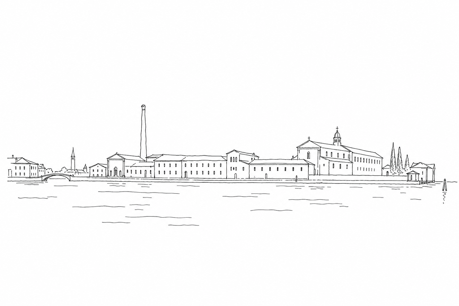 Illustration for La Giudecca prima del tramonto: rive larghe, fabbriche trasformate e una Venezia più orizzontale