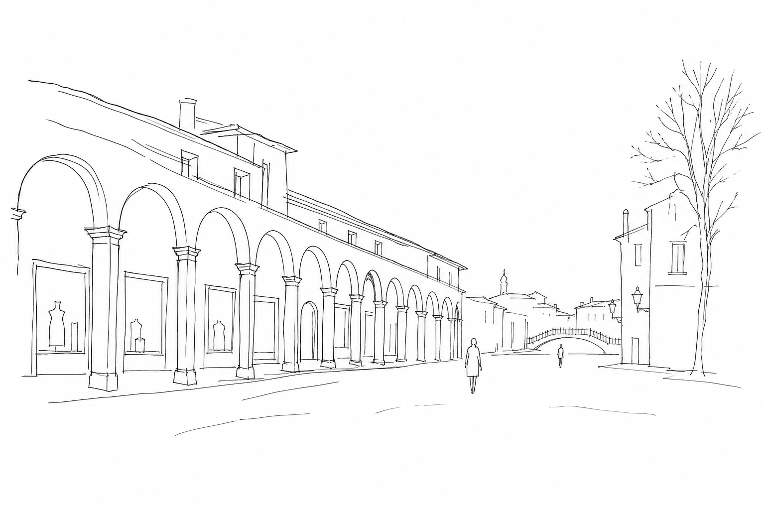 Illustration for Mestre city center after Venice: Piazza Ferretto, porticoes and the return to the everyday city