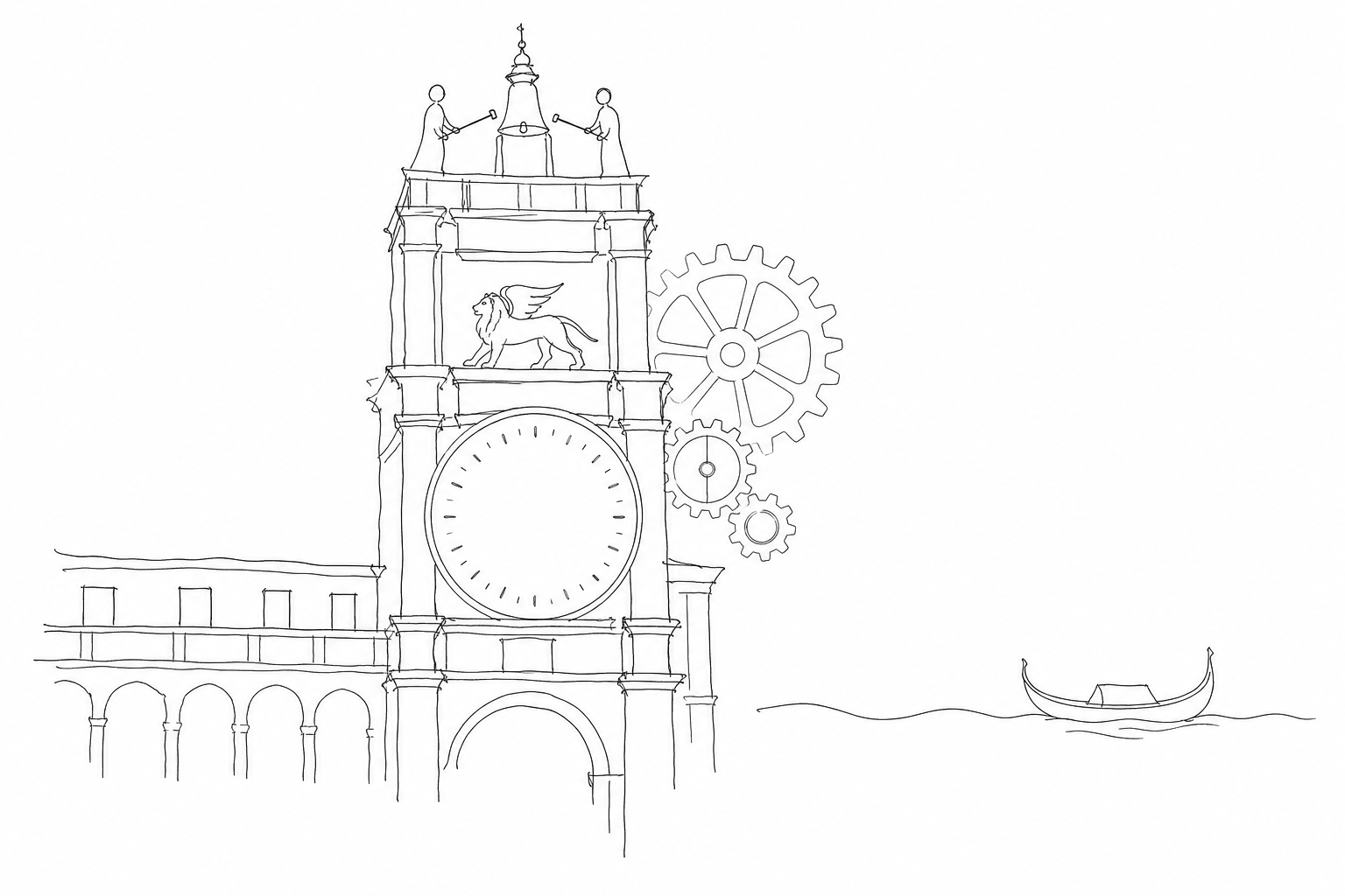 Illustration for The Clock Tower: Moors, gears and Venetian time above St. Mark’s Square