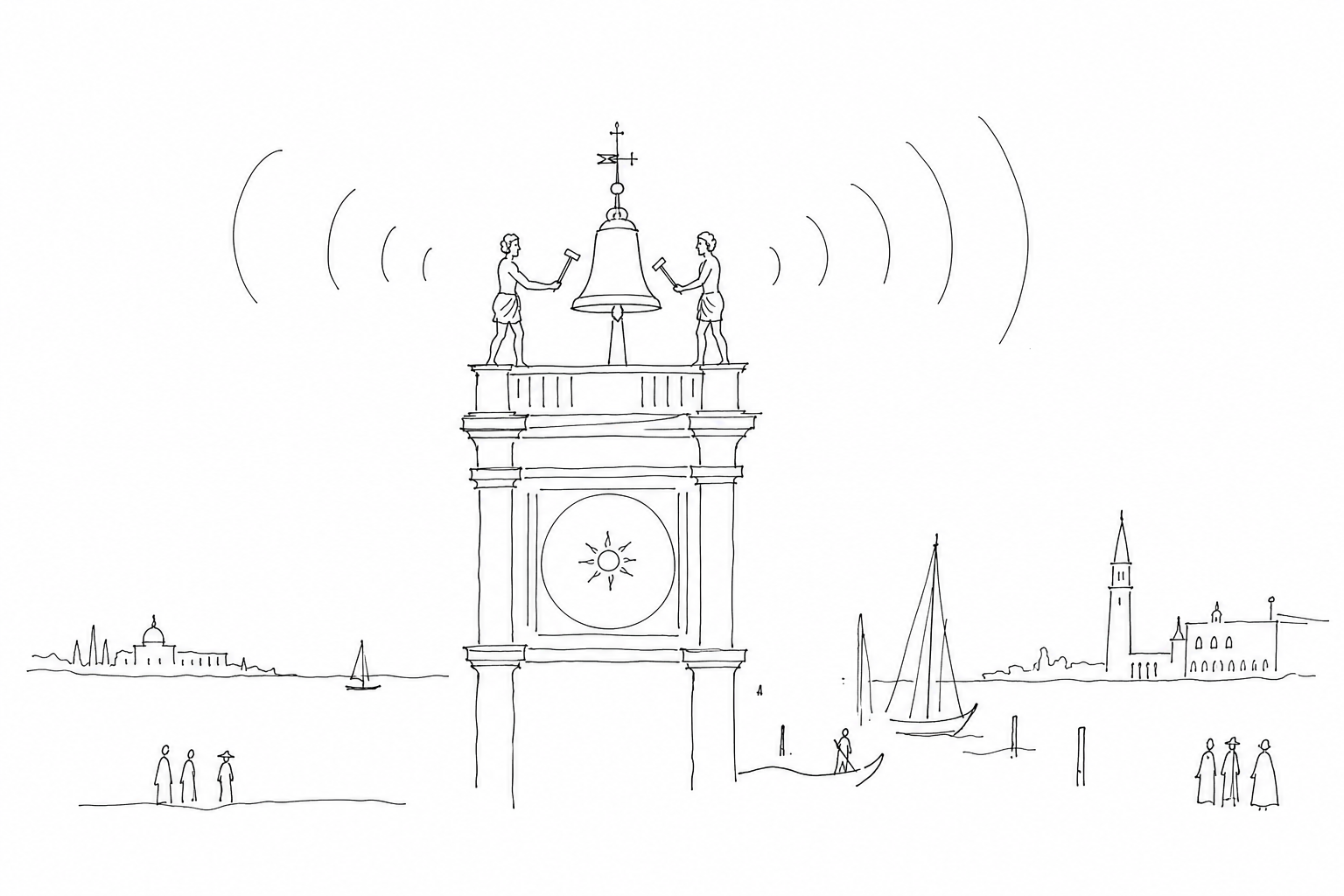 Illustration for The Moors of St. Mark’s: why two statues strike the hours above the city