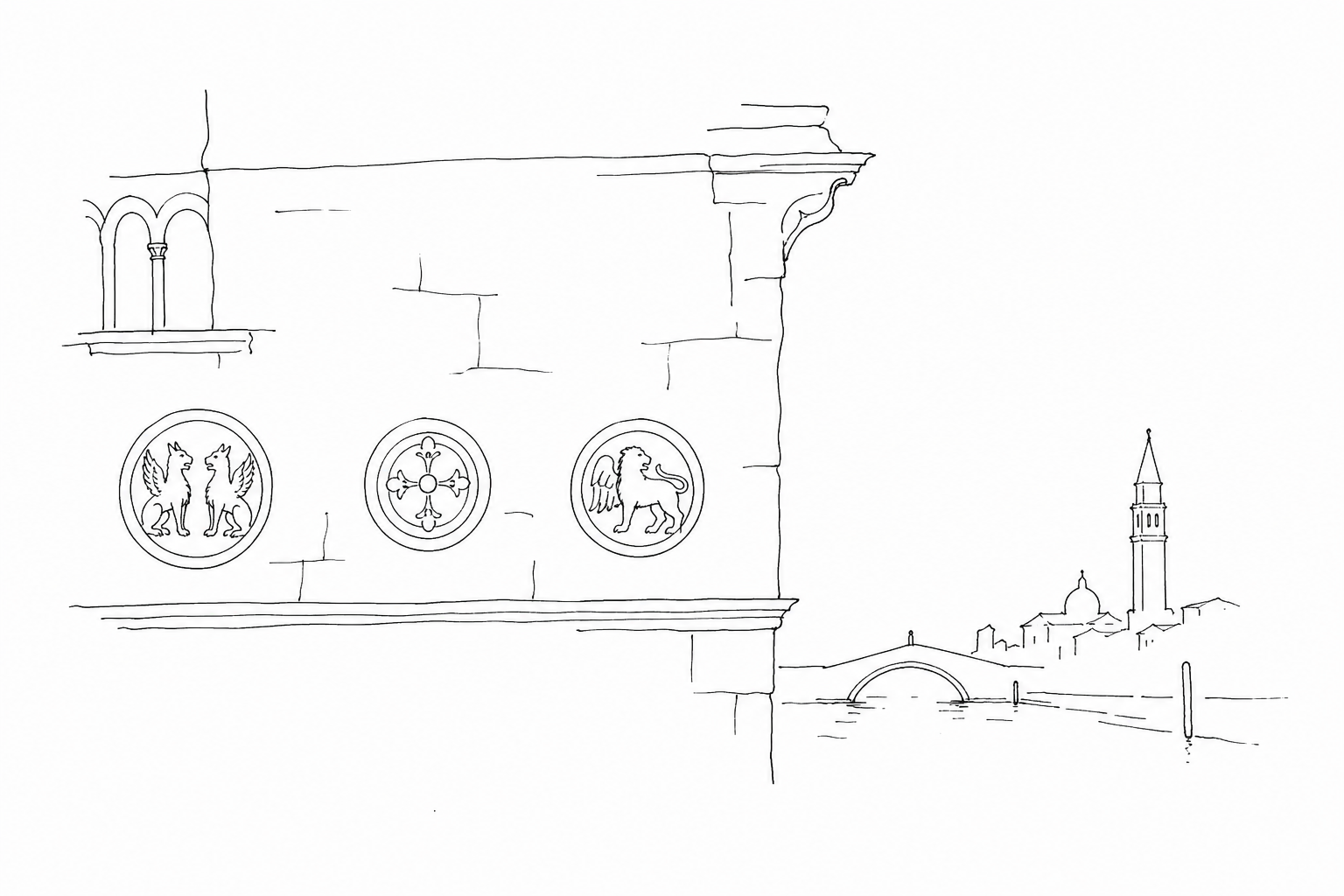 Illustration for Venetian paterae: animals, symbols and Byzantine stones walled into façades