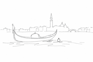 Disegno minimale dello sposalizio del mare a Venezia