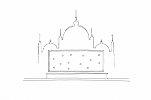 Disegno minimale della Pala d’Oro dietro l’altare di San Marco