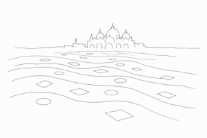 Disegno minimale del pavimento ondulato di San Marco.