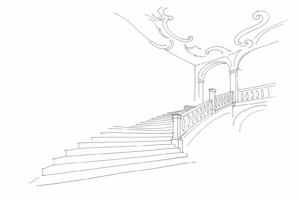 Disegno minimale della Scala d’Oro di Palazzo Ducale.