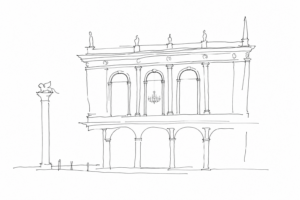 Disegno minimale dell’Ala Napoleonica e delle Sale Imperiali del Correr.