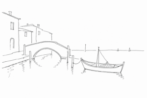 Profilo minimale di Chioggia con canale e mare
