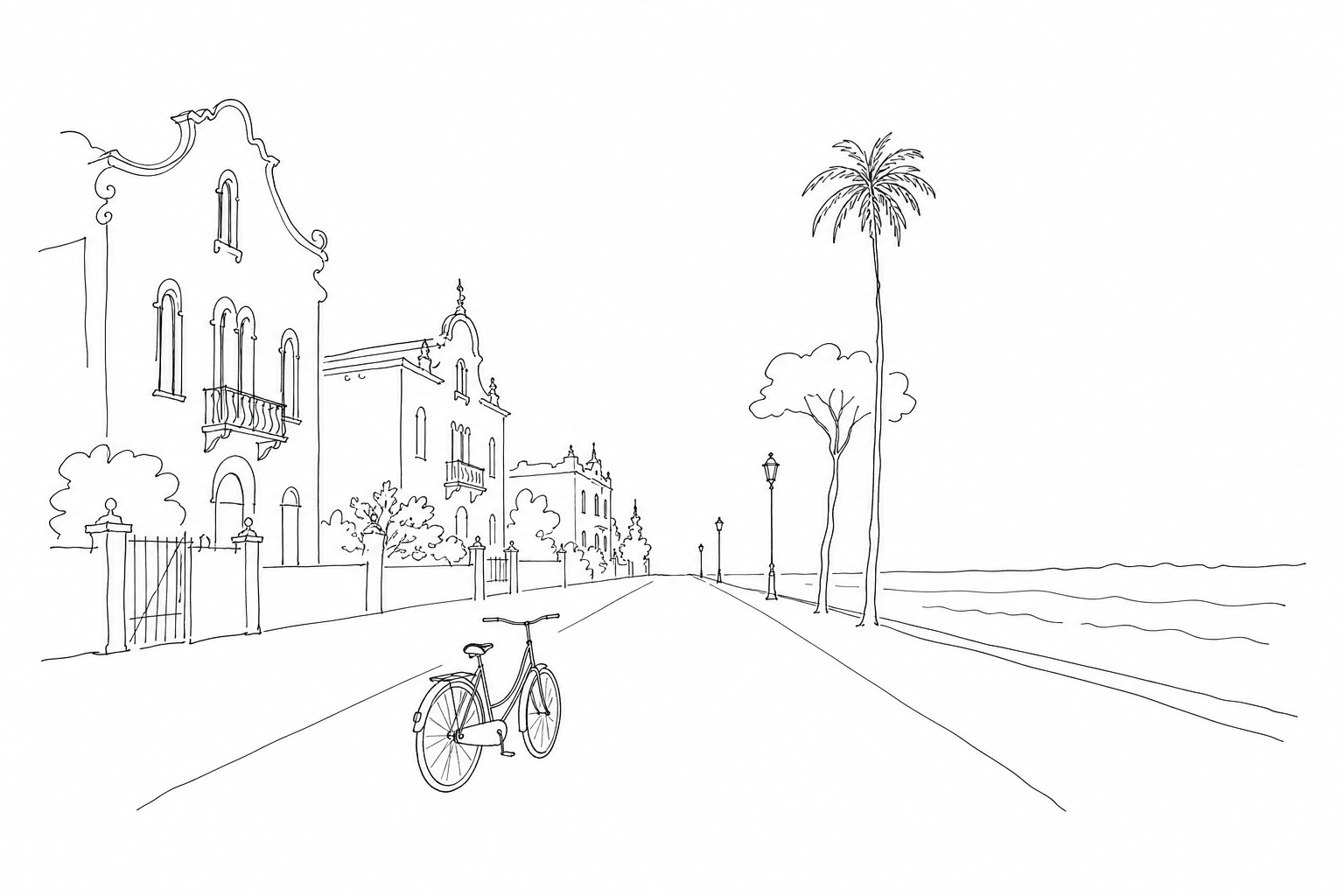 Bicicletta sul Lido tra ville Liberty e mare.