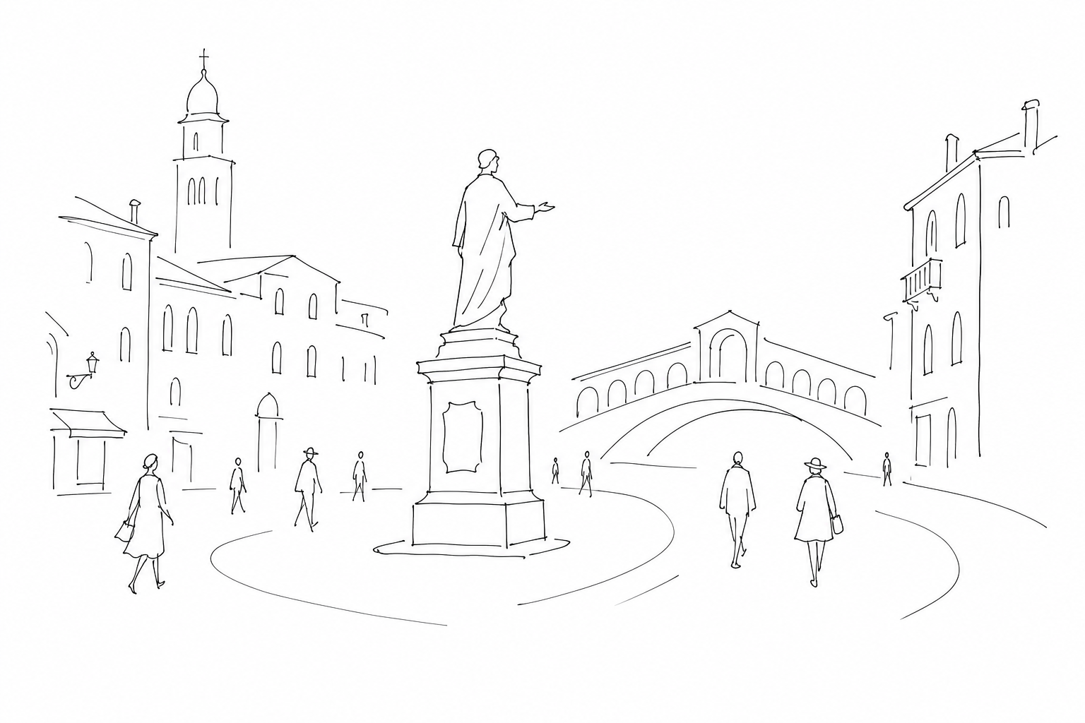 Illustration for Campo San Bartolomeo: Goldoni, Rialto e il punto d’incontro più nervoso della città