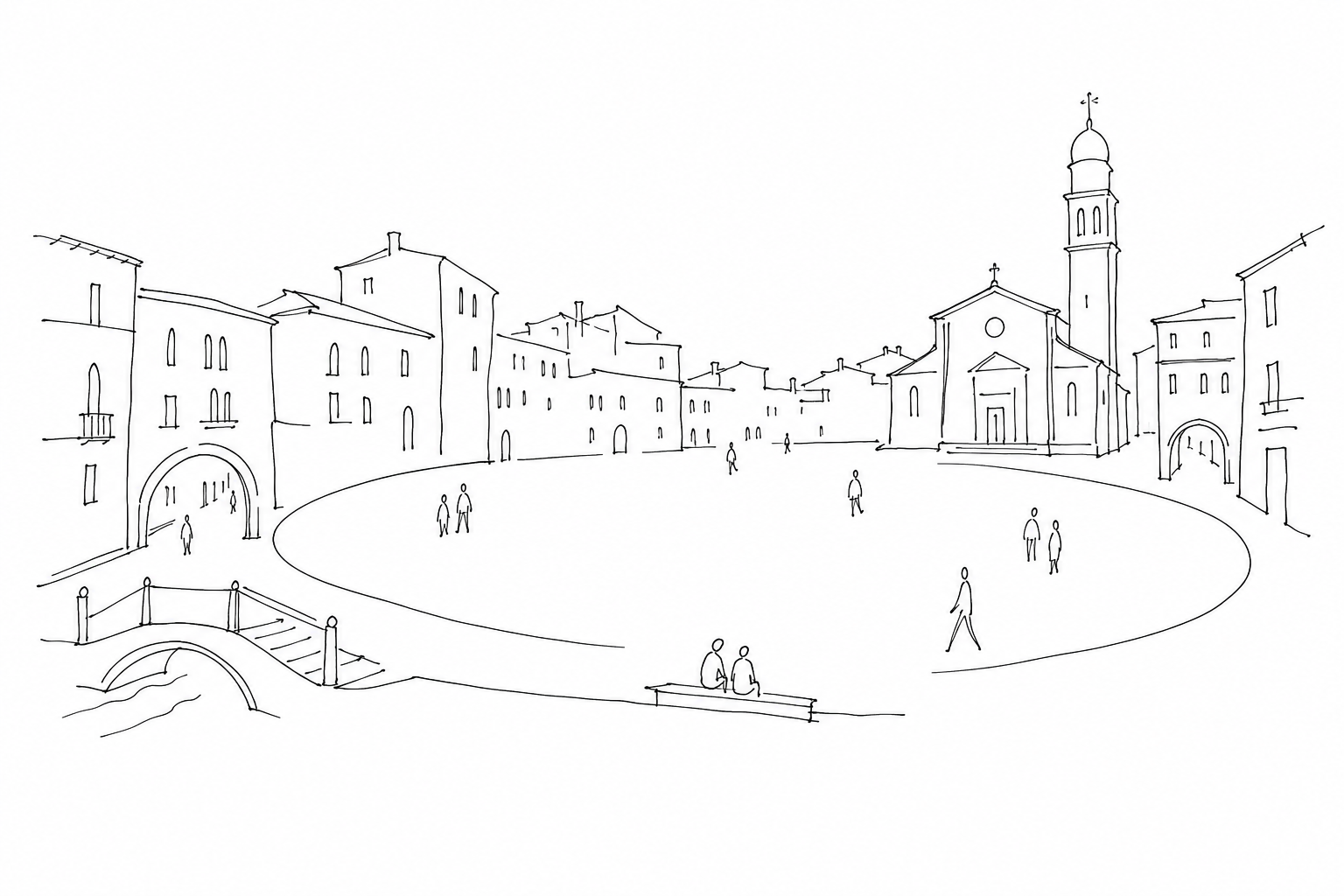 Illustration for Campo San Polo: da feste popolari e cacce al toro a grande spazio urbano del sestiere