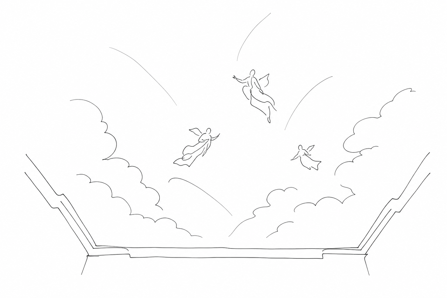 Illustration for The Scuola Grande dei Carmini: clouds, angels and Venetian painting above a hidden hall