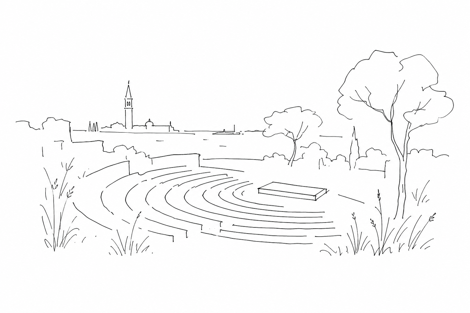 Illustration for Il Teatro Verde di San Giorgio: un palcoscenico all’aperto nascosto tra architettura e laguna
