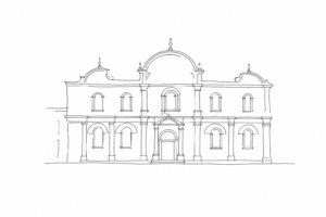 Facciata della Scuola Grande di San Marco in stile lineare
