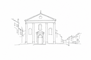 Disegno minimale della chiesa di San Salvador a Venezia
