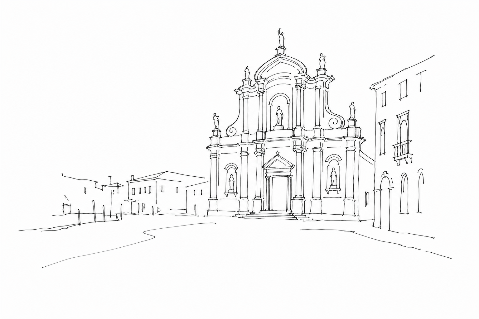 Disegno minimale della facciata di Santa Maria del Giglio