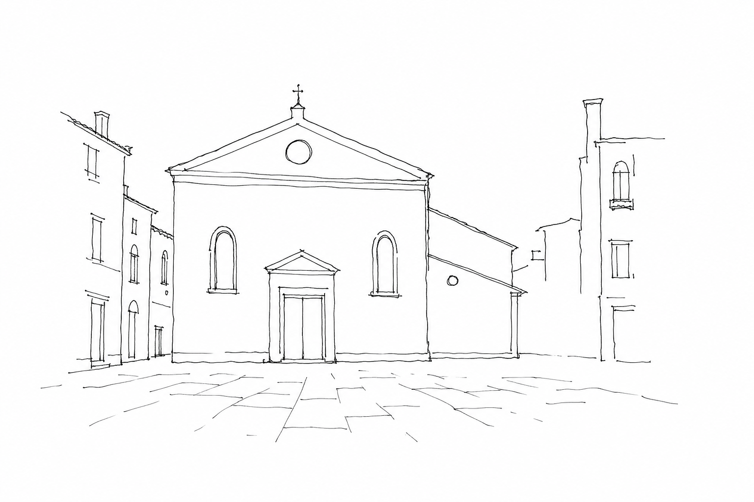 Disegno minimale della facciata di San Zulian a Venezia