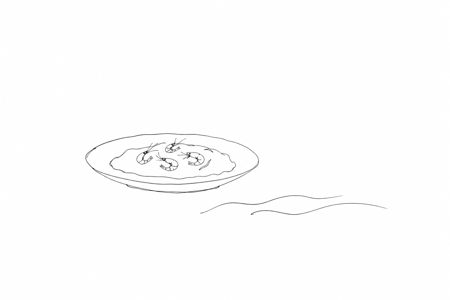Disegno minimale di polenta e schie con richiamo alla laguna.