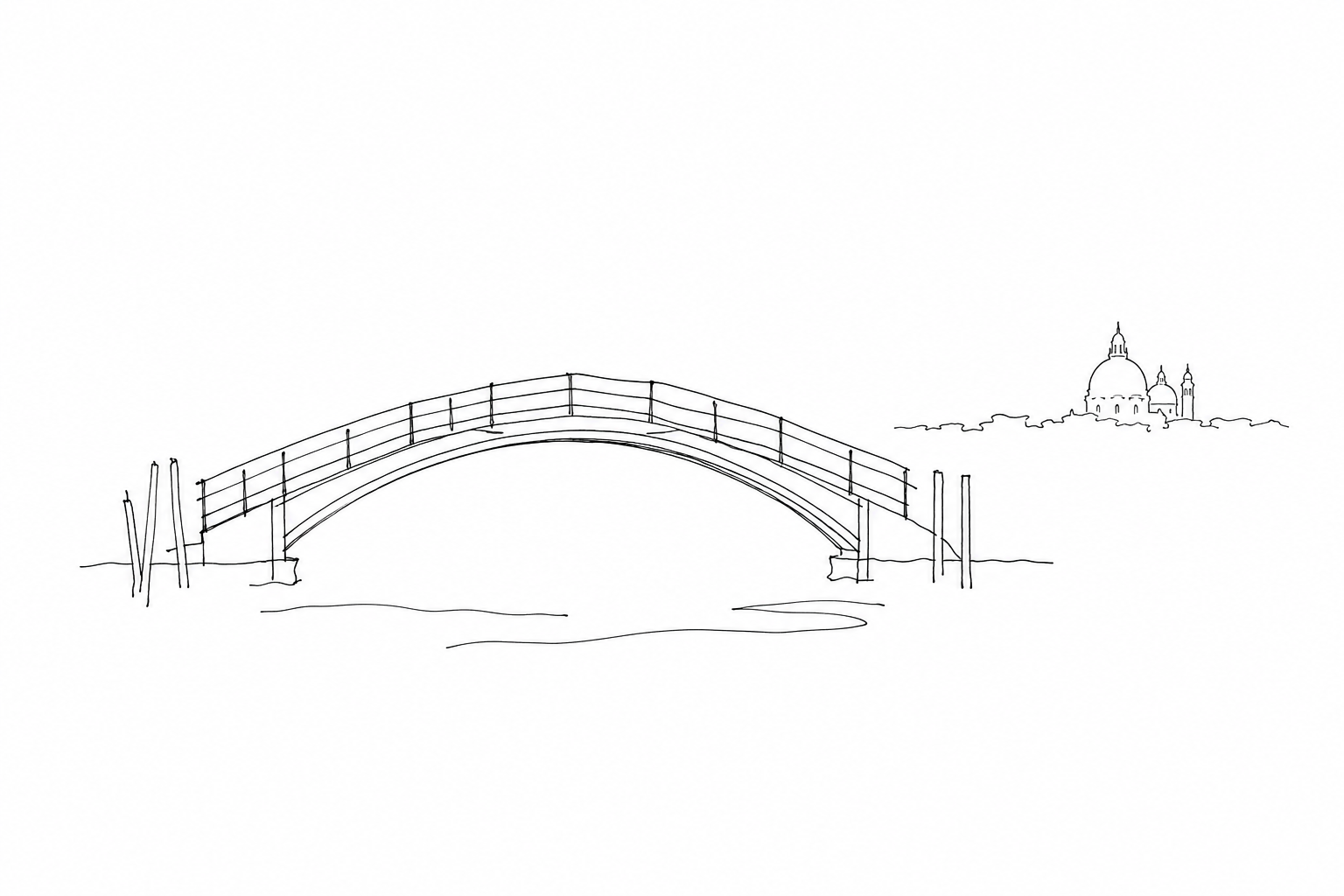 Disegno minimale del Ponte dell’Accademia sul Canal Grande