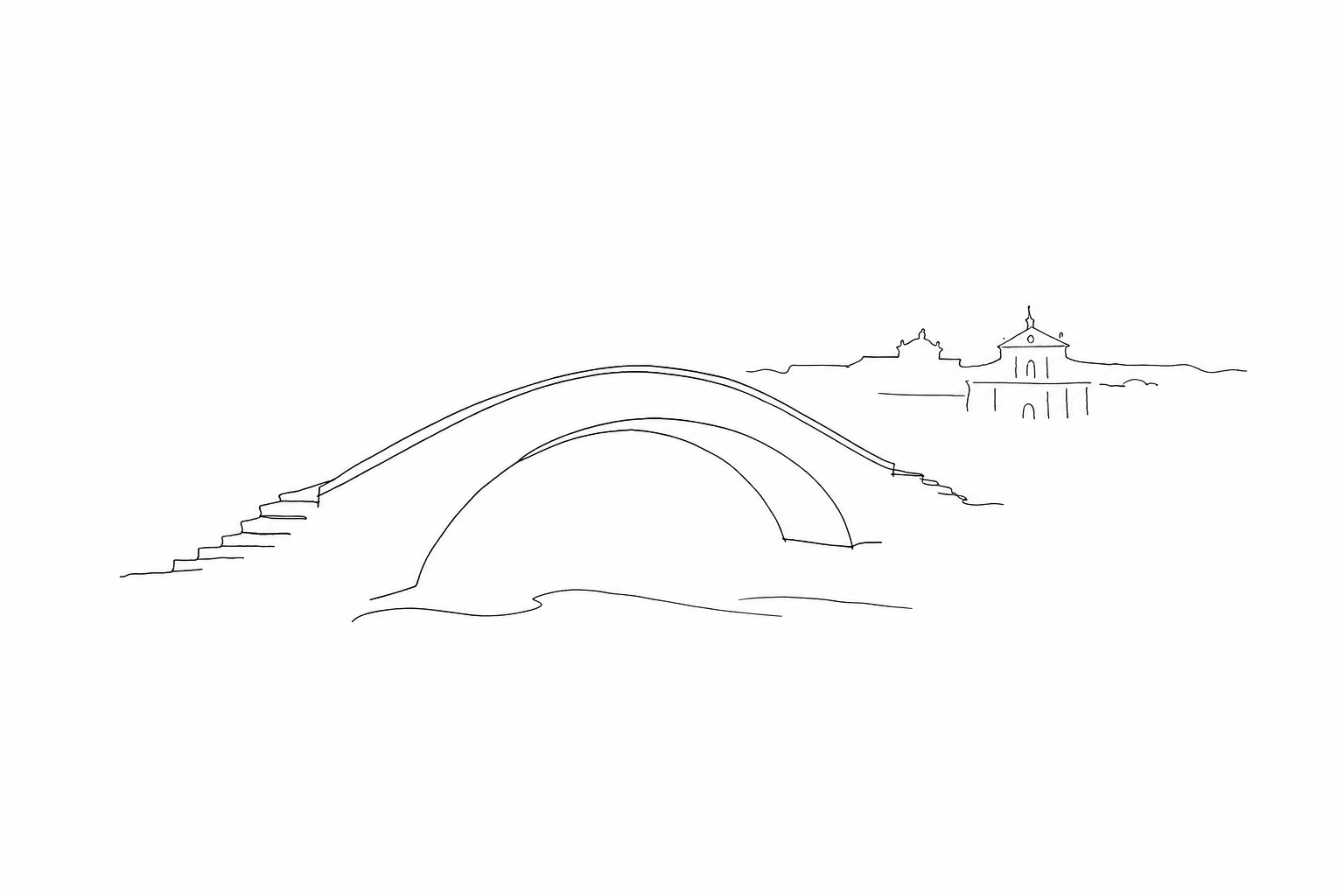Disegno minimale del Ponte degli Scalzi sul Canal Grande vicino alla stazione.