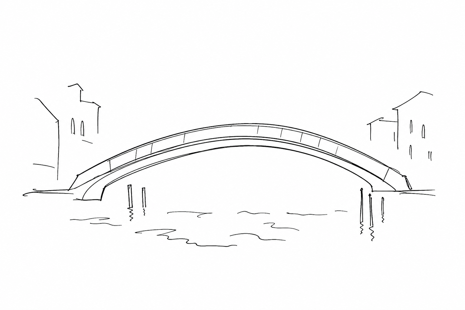 Disegno minimale del Ponte della Costituzione a Venezia.