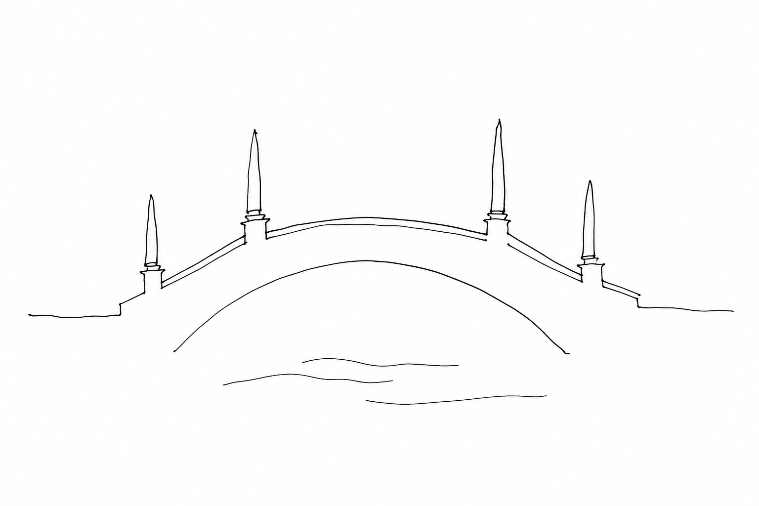 Disegno minimale del Ponte delle Guglie a Cannaregio