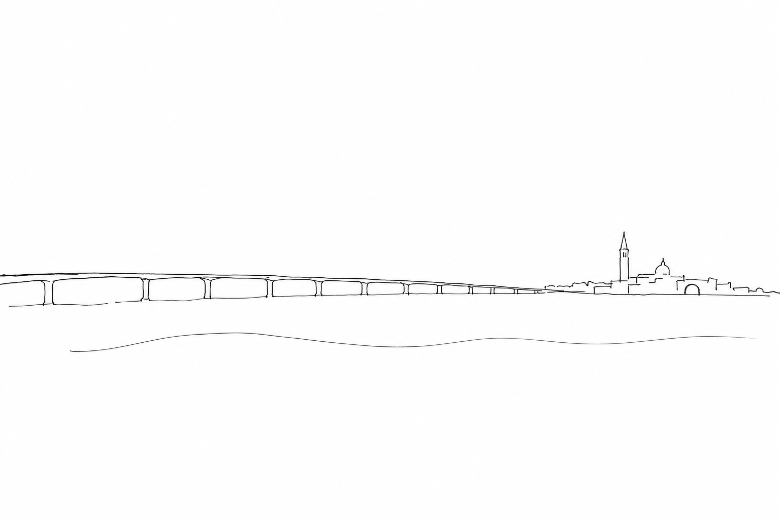 Ponte della Libertà disegnato tra laguna e Venezia