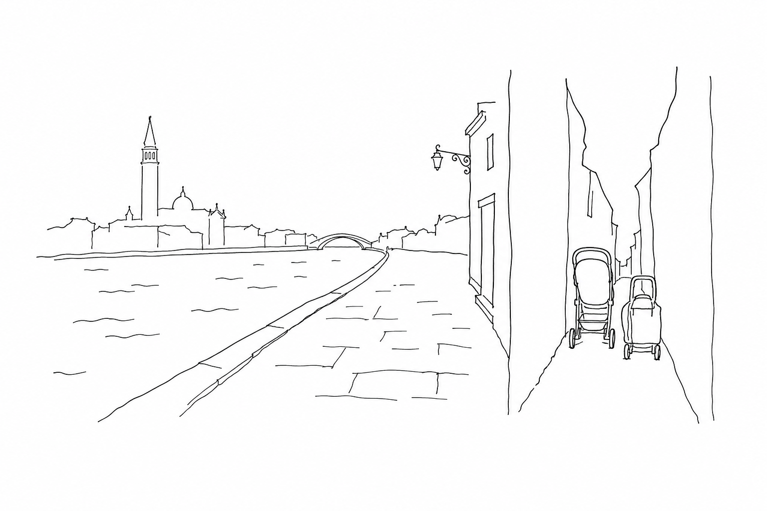 Illustration for Venezia con bambini piccoli: passeggini, ponti e percorsi più realistici di una guida perfetta
