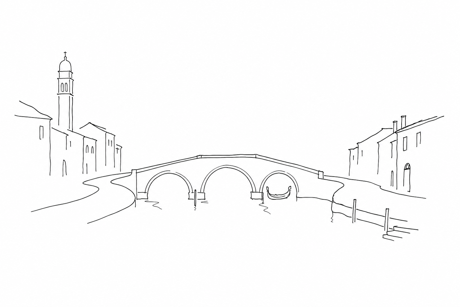 Illustration pour Pont des Trois Arches : le pont insolite de Cannaregio qui rompt la forme habituelle de la ville