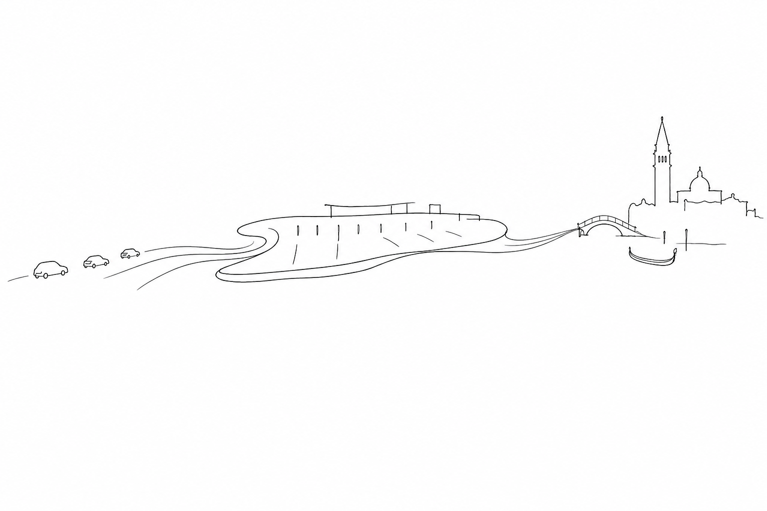 Illustration for Tronchetto: the parking island that tells the logistical side of the city on water
