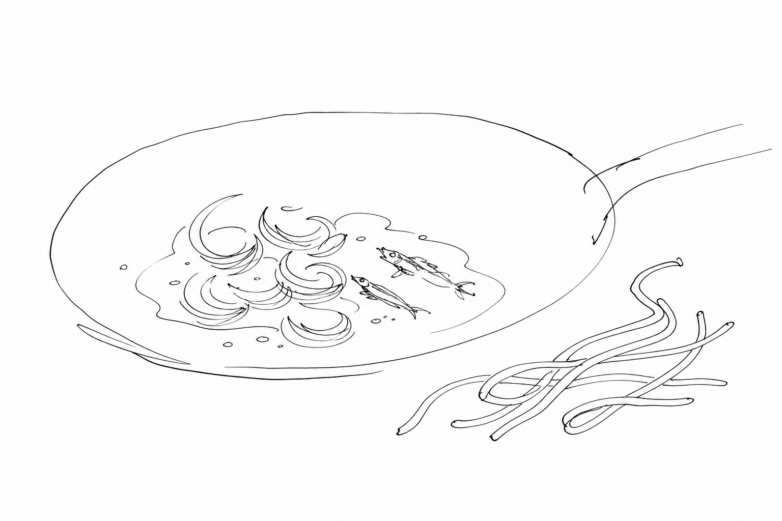 Illustration for Bigoli in salsa: the poor pasta that tells of anchovies, onions and days of abstinence