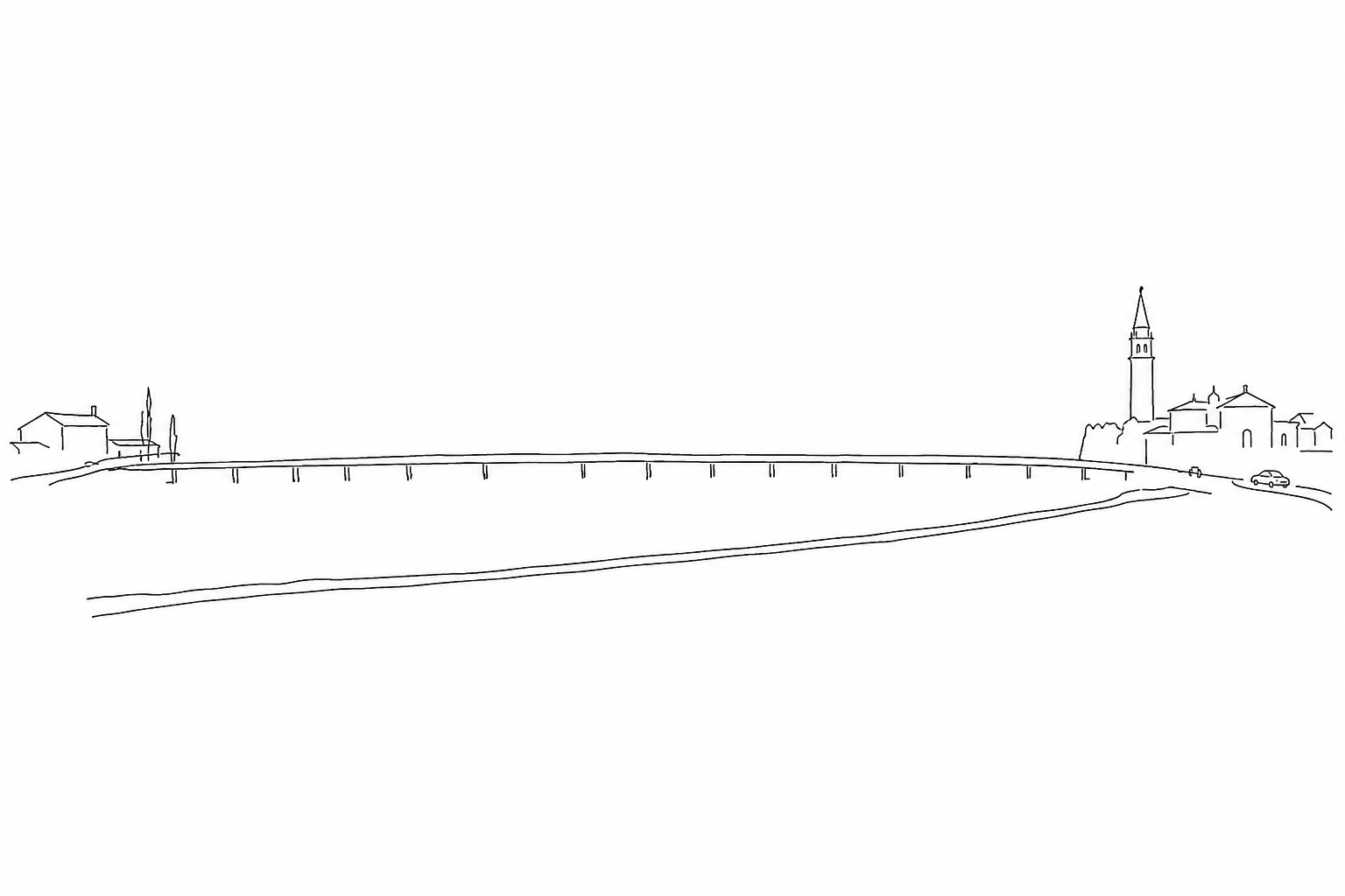 Illustration for Ponte della Libertà: arriving in Venice by crossing the boundary between mainland and lagoon